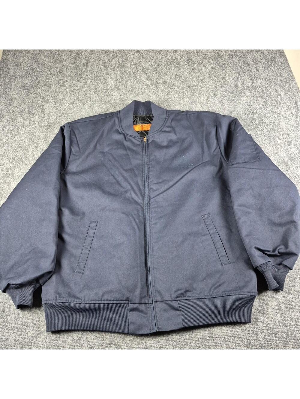 Vintage Red Kap Work Jacket Men's XLarge Navy Full Zip Quilted Mechanic Workwear